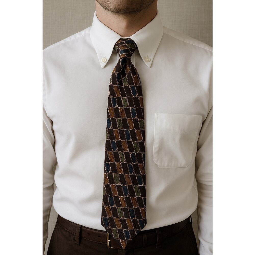 Vintage Britches of Georgetowne Silk Tie – Geometric Mid-Century Pattern